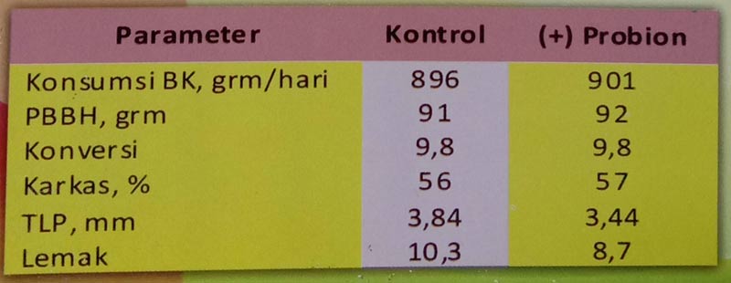 Pengaruh Probion terhadap kualitas karkas